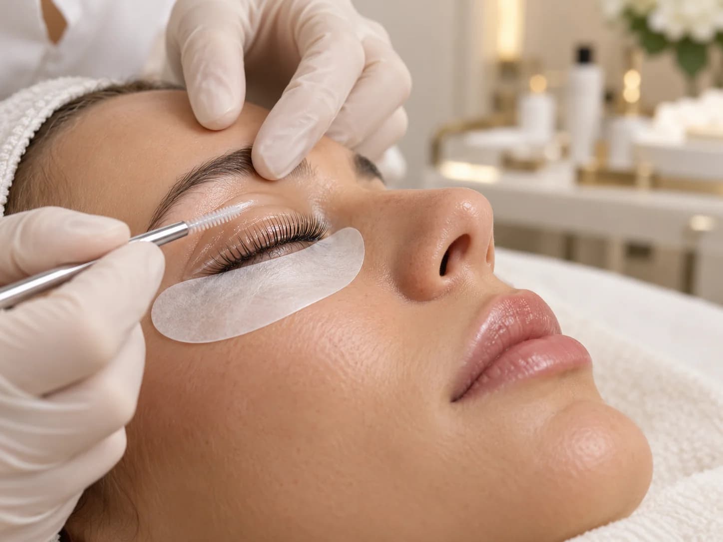 Rehaussement de cils avec brosse professionnelle